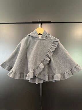 Max Studio Baby‎ Gray Glitter Ruffle Hooded Poncho Cape 24M